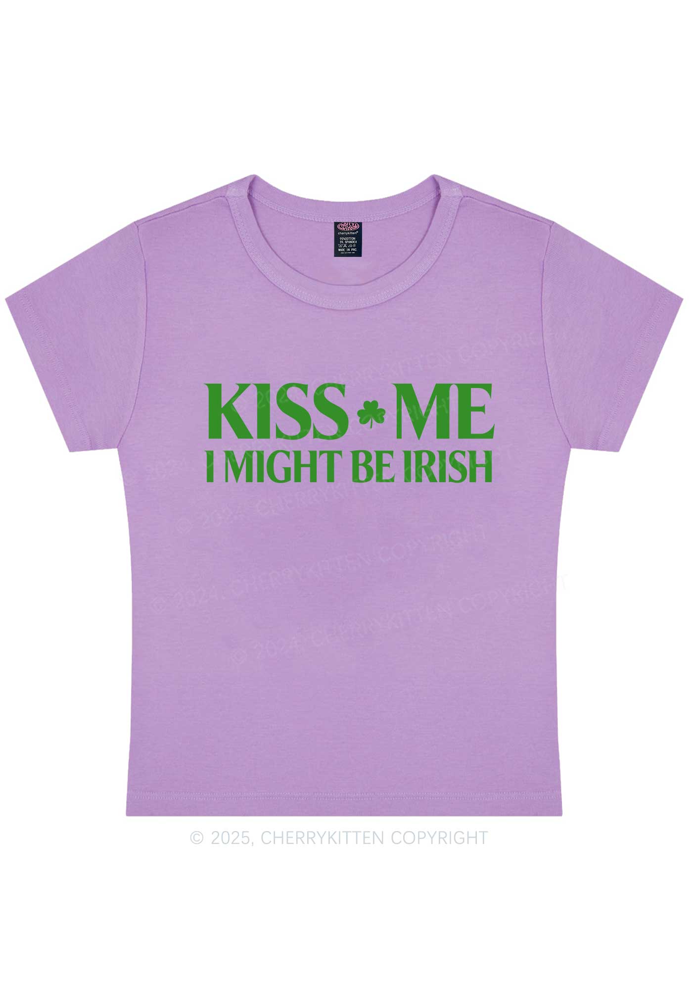 Kiss Me St Patricks Y2K Baby Tee Cherrykitten