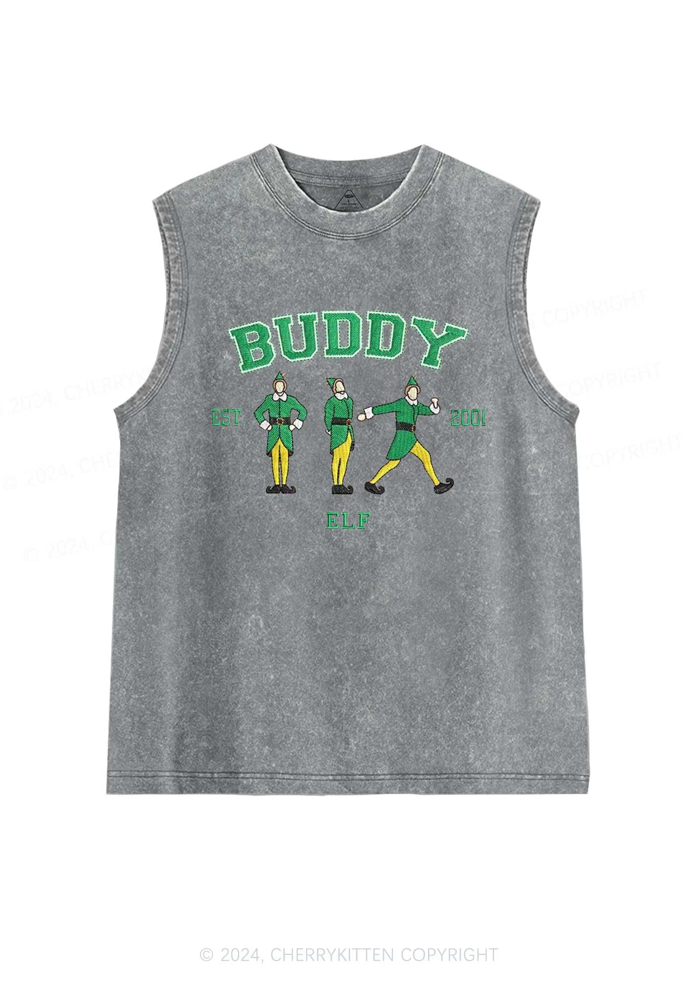 Christmas Elf Buddy Y2K Washed Tank Cherrykitten