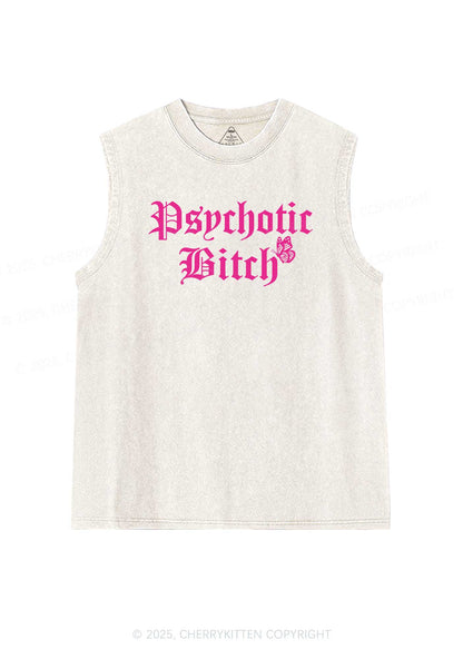 Psychotic Bxxch Y2K Washed Tank Cherrykitten