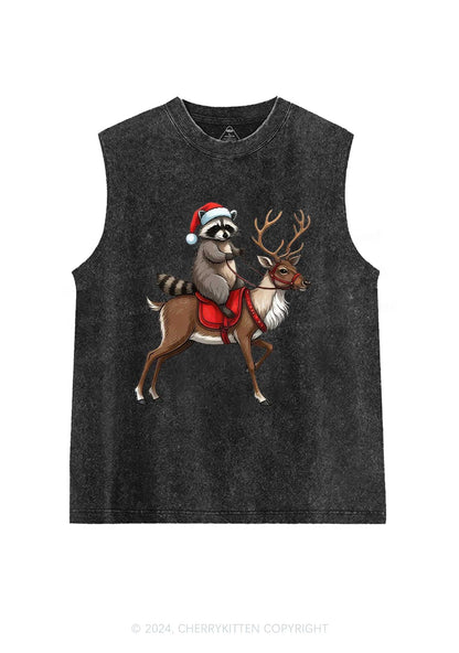 Christmas Feral Raccoon Y2K Washed Tank Cherrykitten