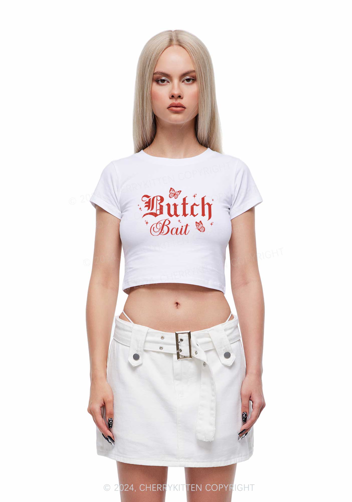 Butch Bait Y2K Baby Tee Cherrykitten