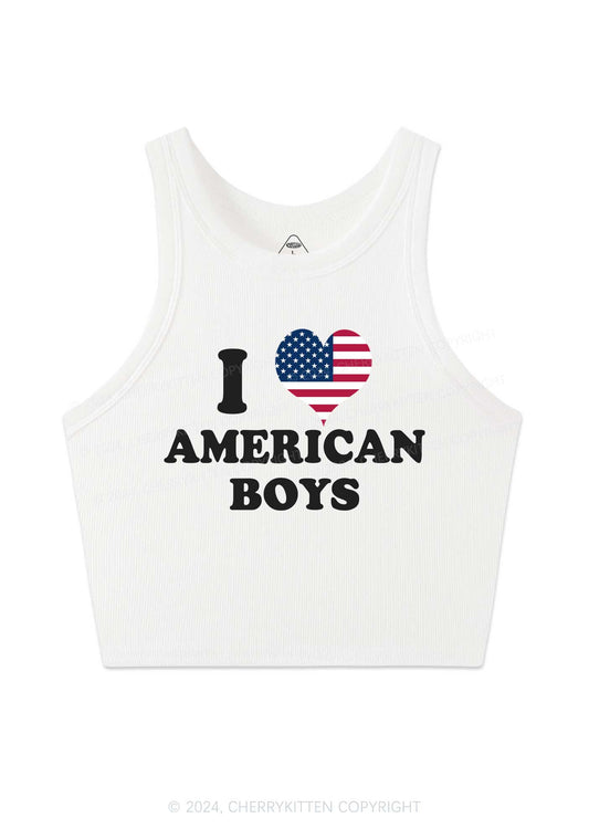 I Love Boys Custom Photo Y2K Crop Tank Top Cherrykitten