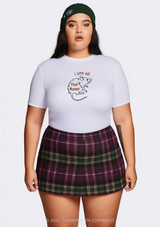 Curvy Ate All Your Money Y2K Baby Tee Cherrykitten