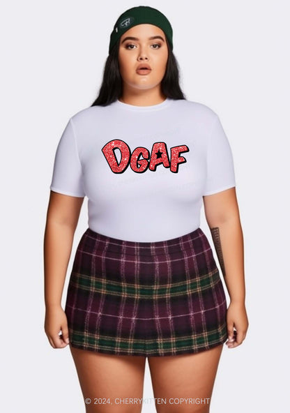 Curvy DGAF Lip Print Y2K Baby Tee Cherrykitten