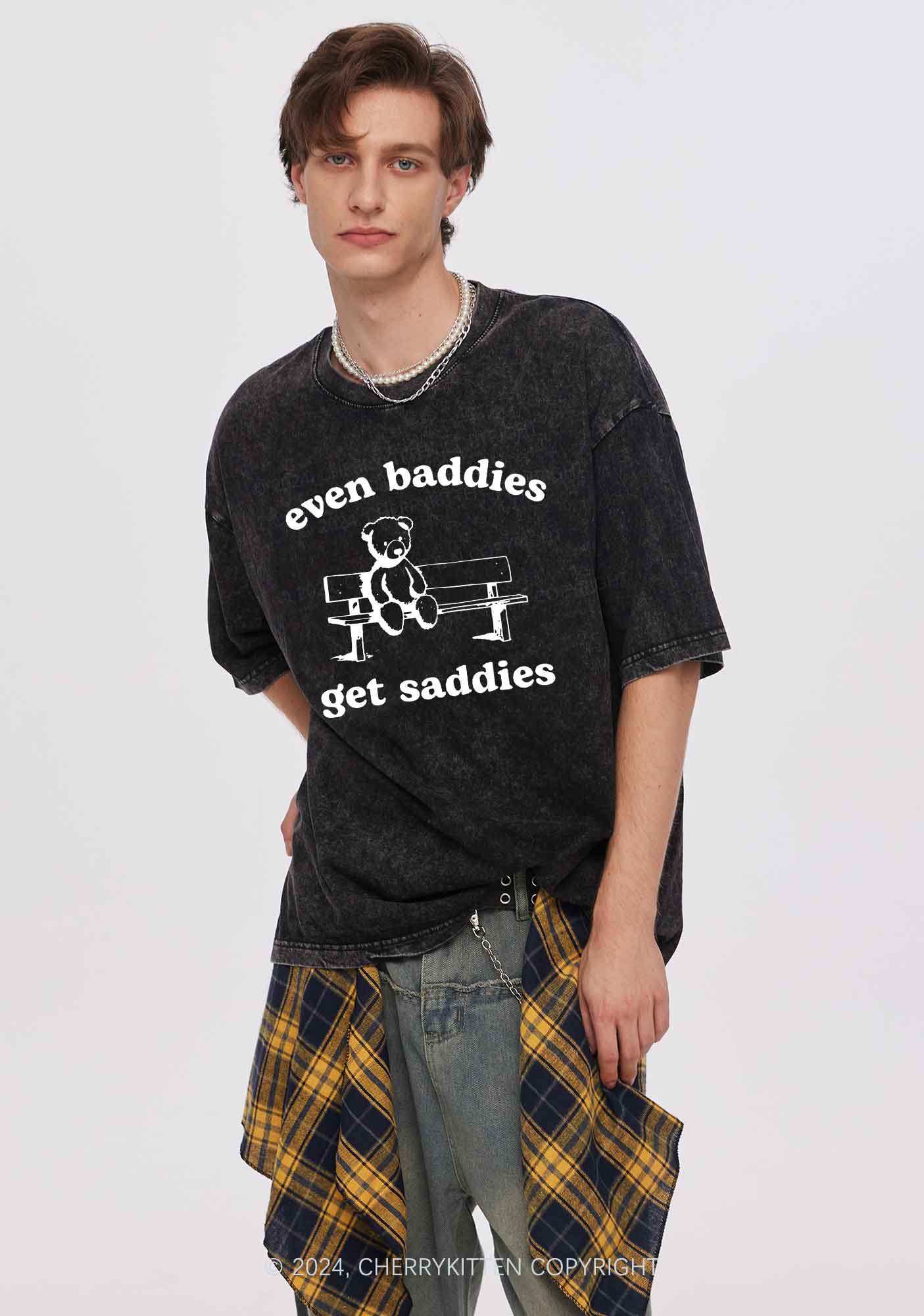 Saddies Bear Y2K Washed Tee Cherrykitten