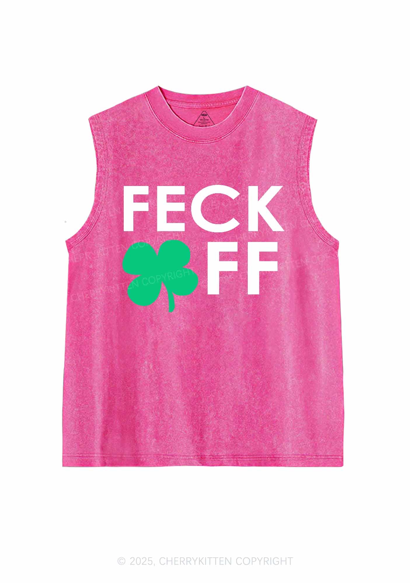 Feck Off St Patricks Y2K Washed Tank Cherrykitten