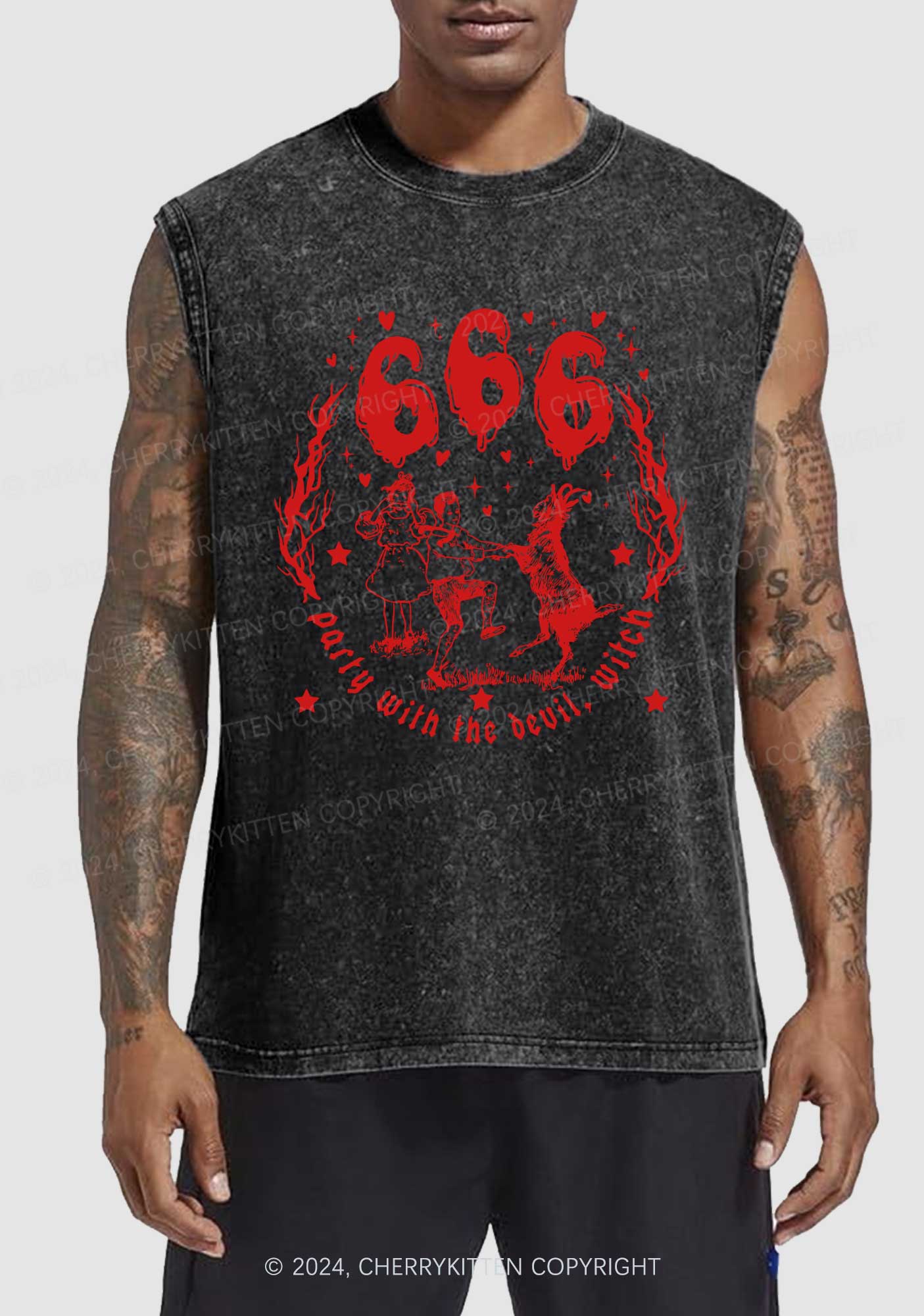 Halloween Devil Witch Y2K Washed Tank Cherrykitten