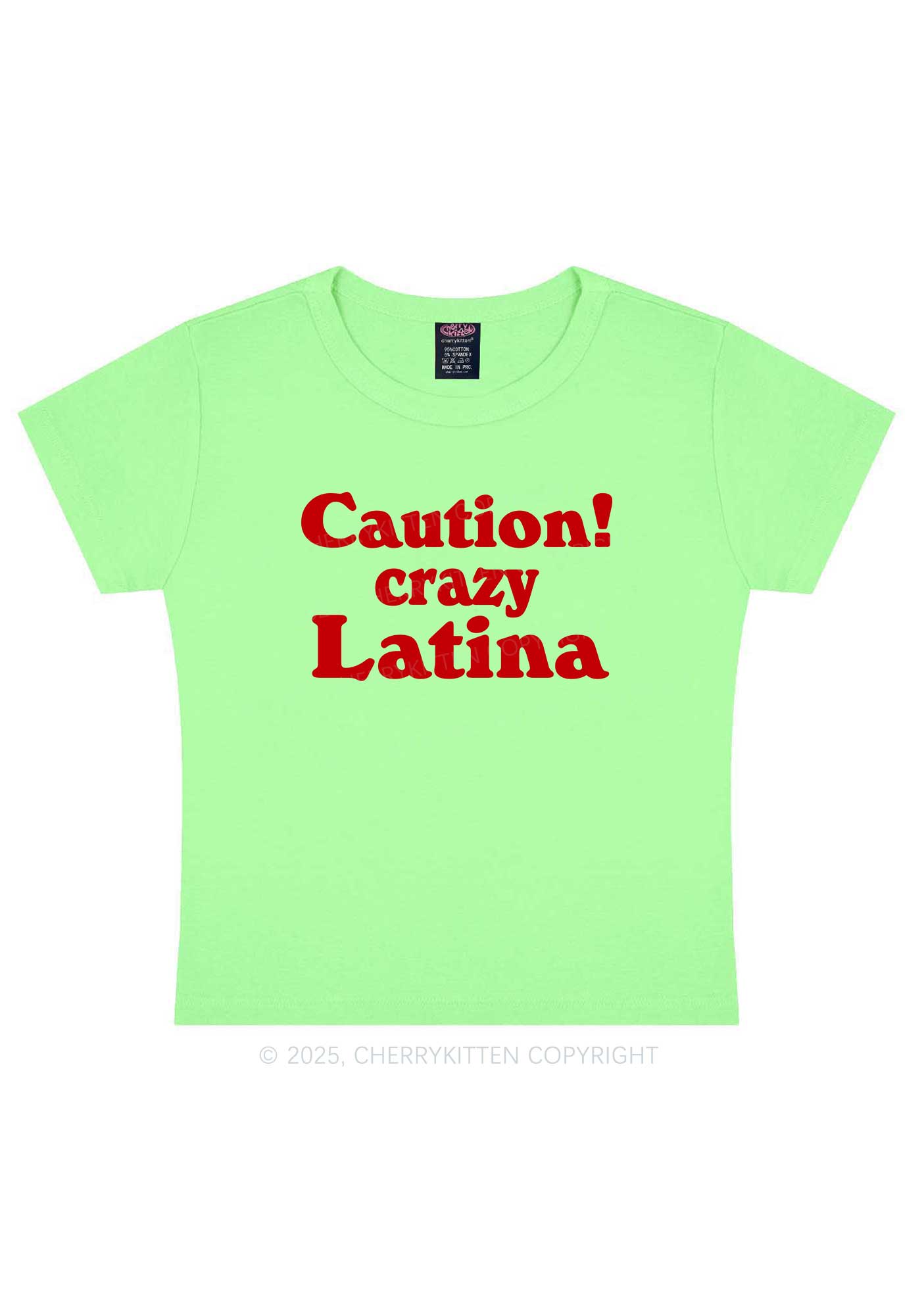 Caution Crazy Latina Y2K Baby Tee Cherrykitten