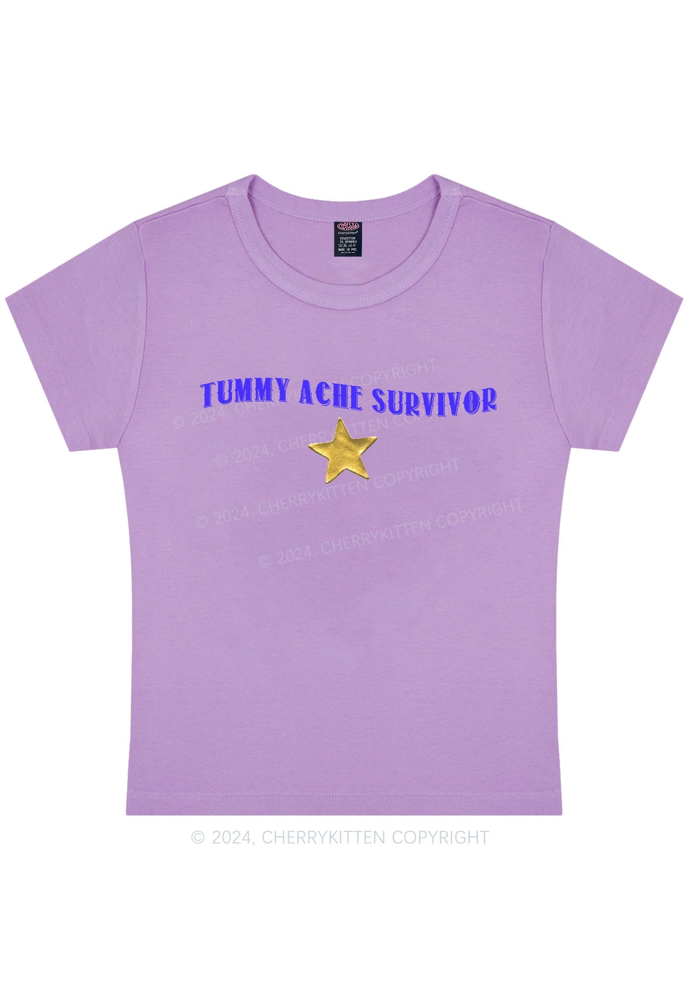 Tummy Ache Survivor Y2K Baby Tee Cherrykitten