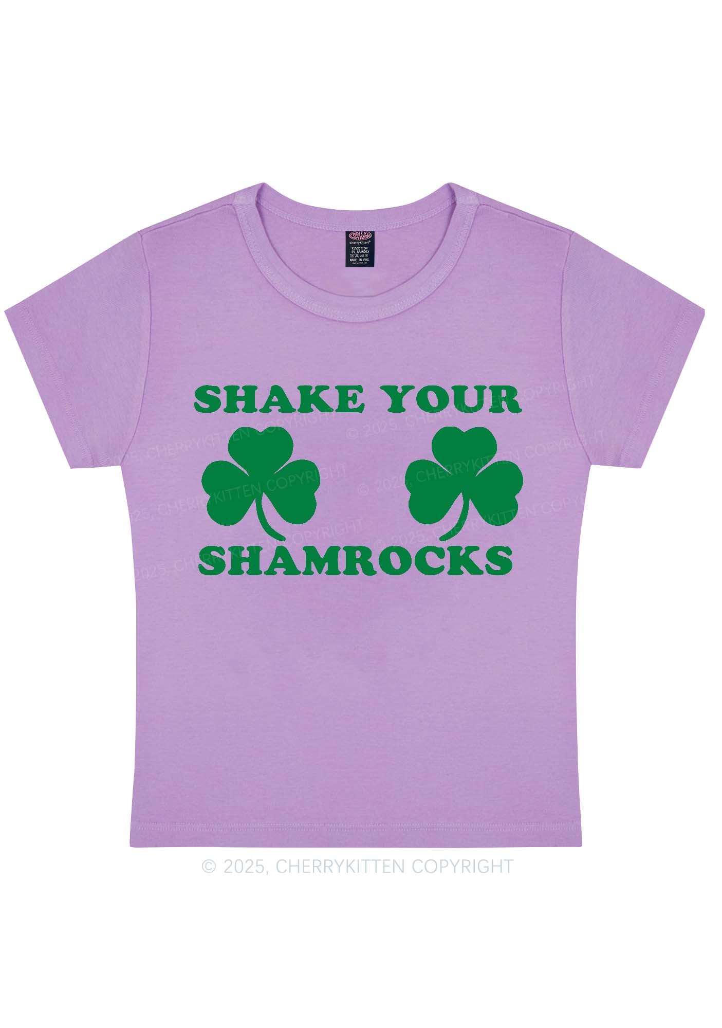 Shake Your Shamrocks St Patricks Y2K Baby Tee Cherrykitten