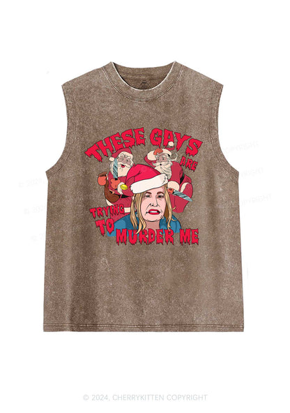 Christmas Gays Murder Me Y2K Washed Tank Cherrykitten