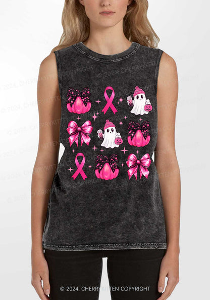 Halloween Pink Pumpkin Y2K Washed Tank Cherrykitten