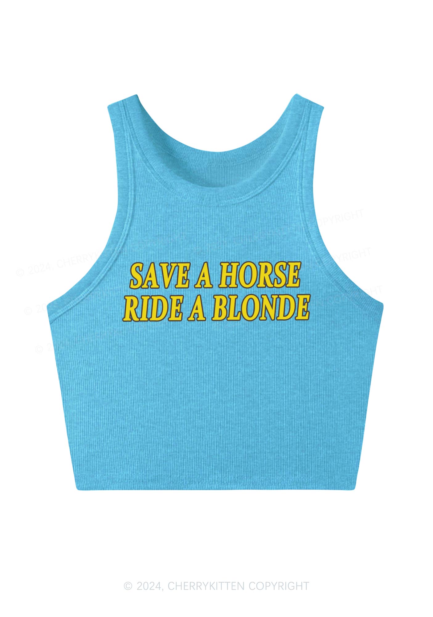 Save Horse Ride Blonde Y2K Crop Tank Top Cherrykitten