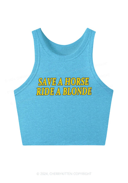 Save Horse Ride Blonde Y2K Crop Tank Top Cherrykitten