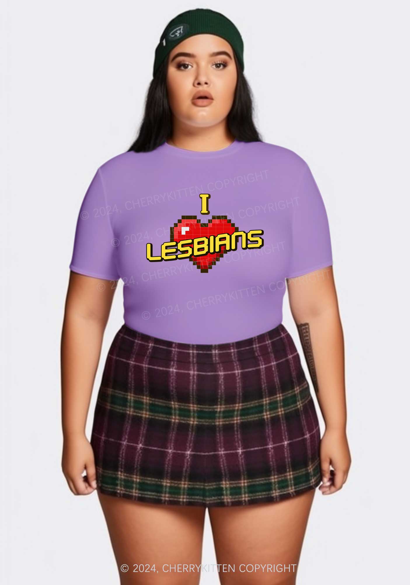 Curvy I Love Lesbians Y2K Baby Tee Cherrykitten