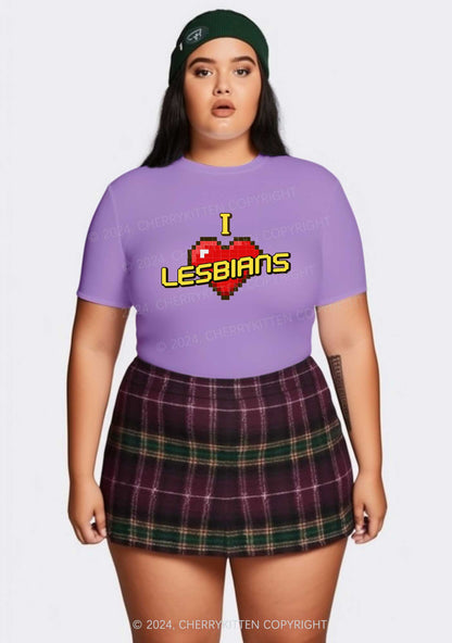 Curvy I Love Lesbians Y2K Baby Tee Cherrykitten