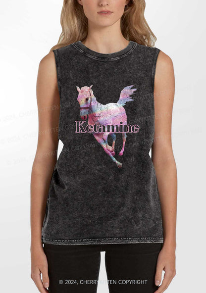 Pink Horse Y2K Washed Tank Cherrykitten