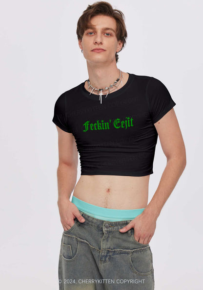 Feckin Eejit St Patricks Y2K Baby Tee Cherrykitten