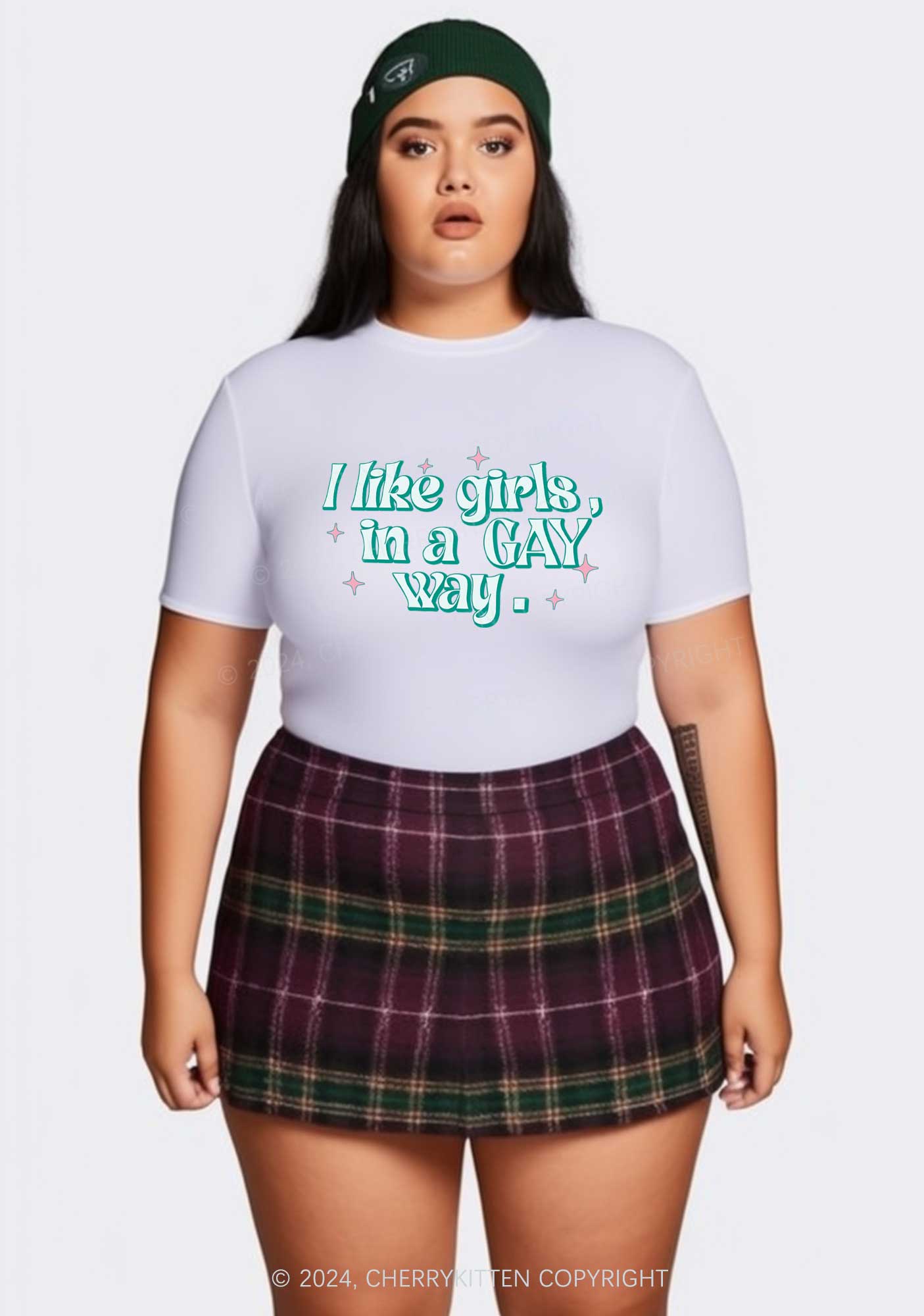 Curvy Like Girls In Gay Way Y2K Baby Tee Cherrykitten