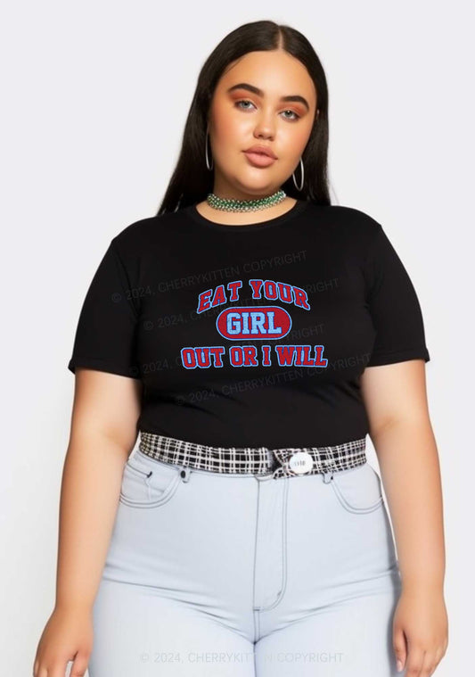 Curvy Eat Your Girl Y2K Baby Tee Cherrykitten