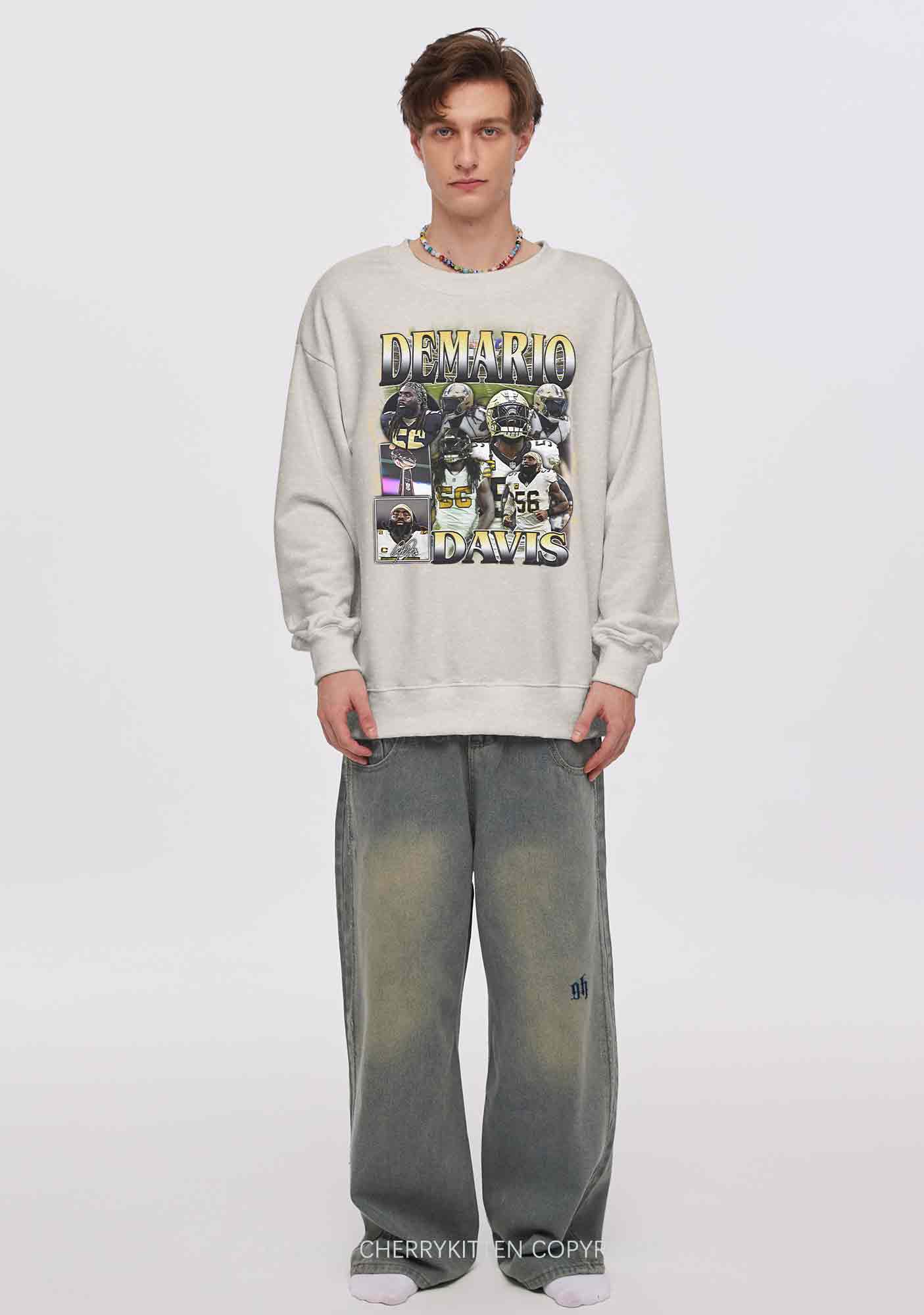 Yellow Demario Y2K Super Bowl Washed Sweatshirts Cherrykitten