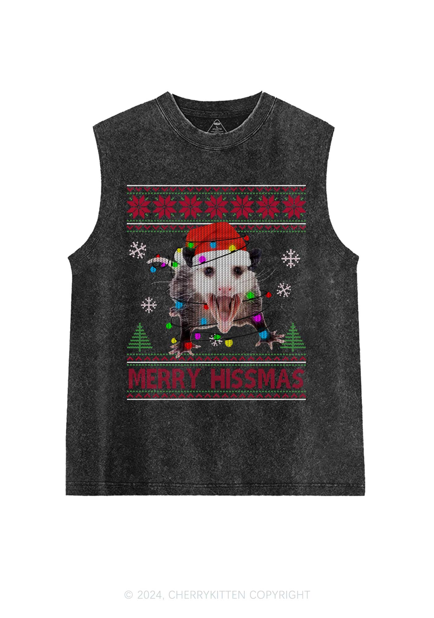 Christmas Merry Hissmas Y2K Washed Tank Cherrykitten