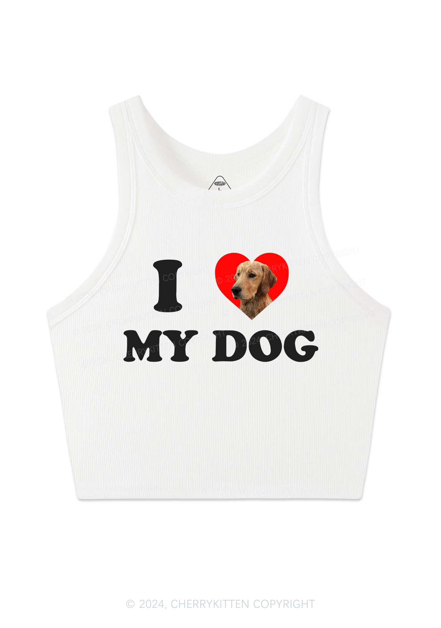 I Love My Dog Custom Photo Y2K Crop Tank Top Cherrykitten