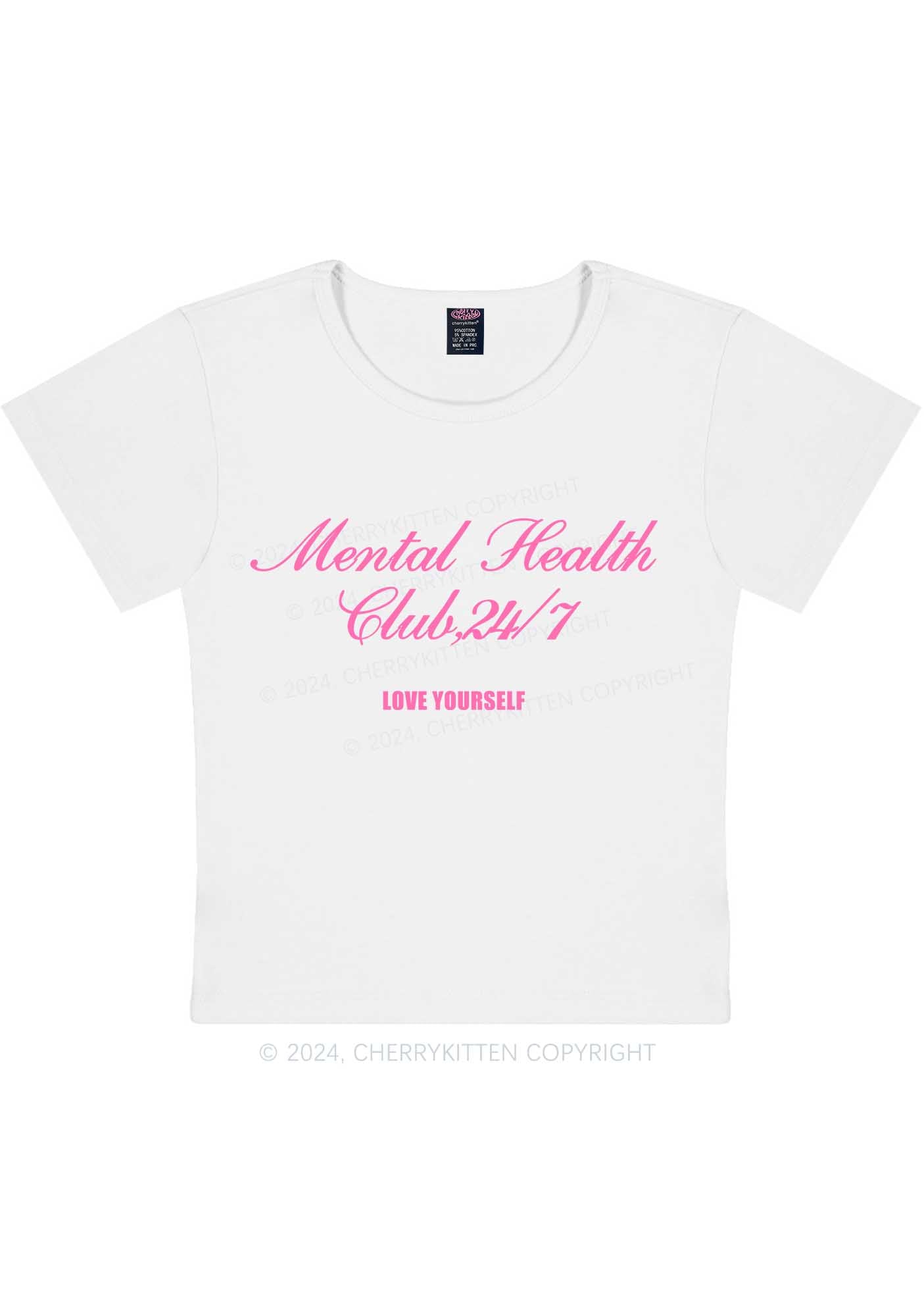 Curvy Mental Health Club Y2K Baby Tee Cherrykitten