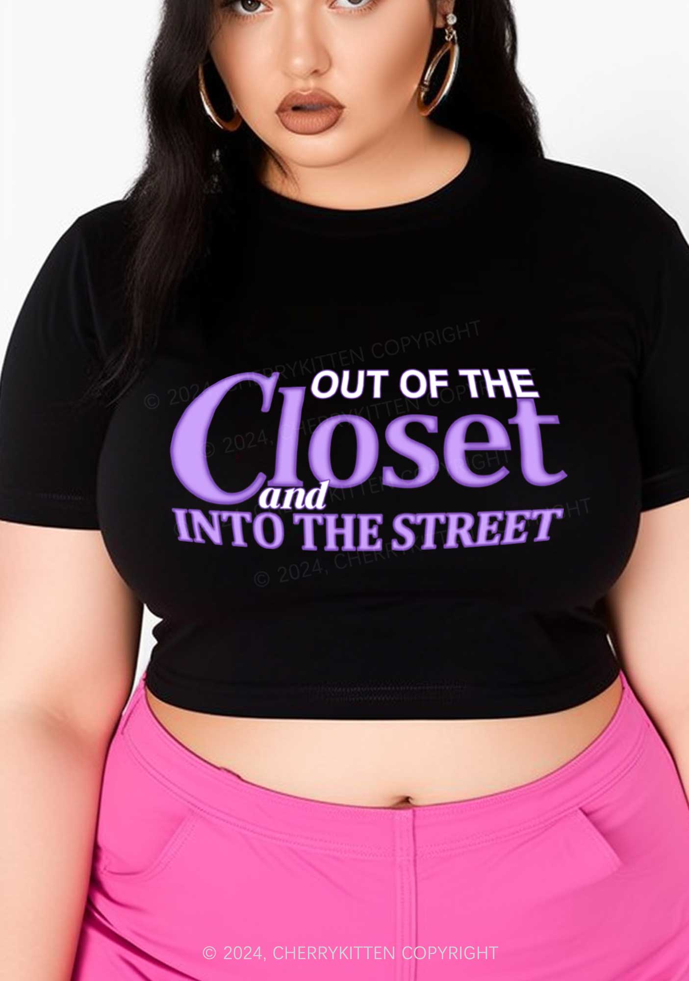 Curvy Out Of The Closet Y2K Baby Tee Cherrykitten