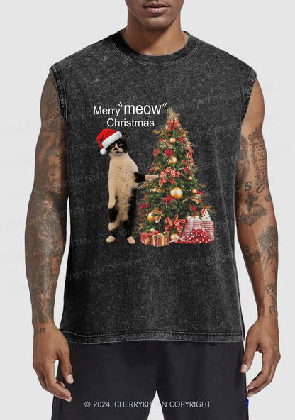 Merry Meow Christmas Y2K Washed Tank Cherrykitten