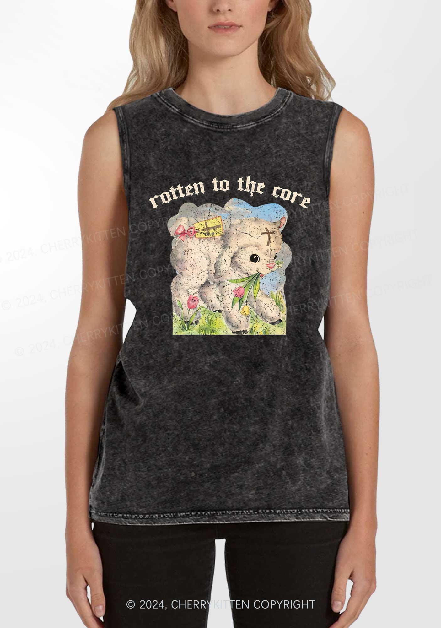 Rotten To The Core Y2K Washed Tank Cherrykitten