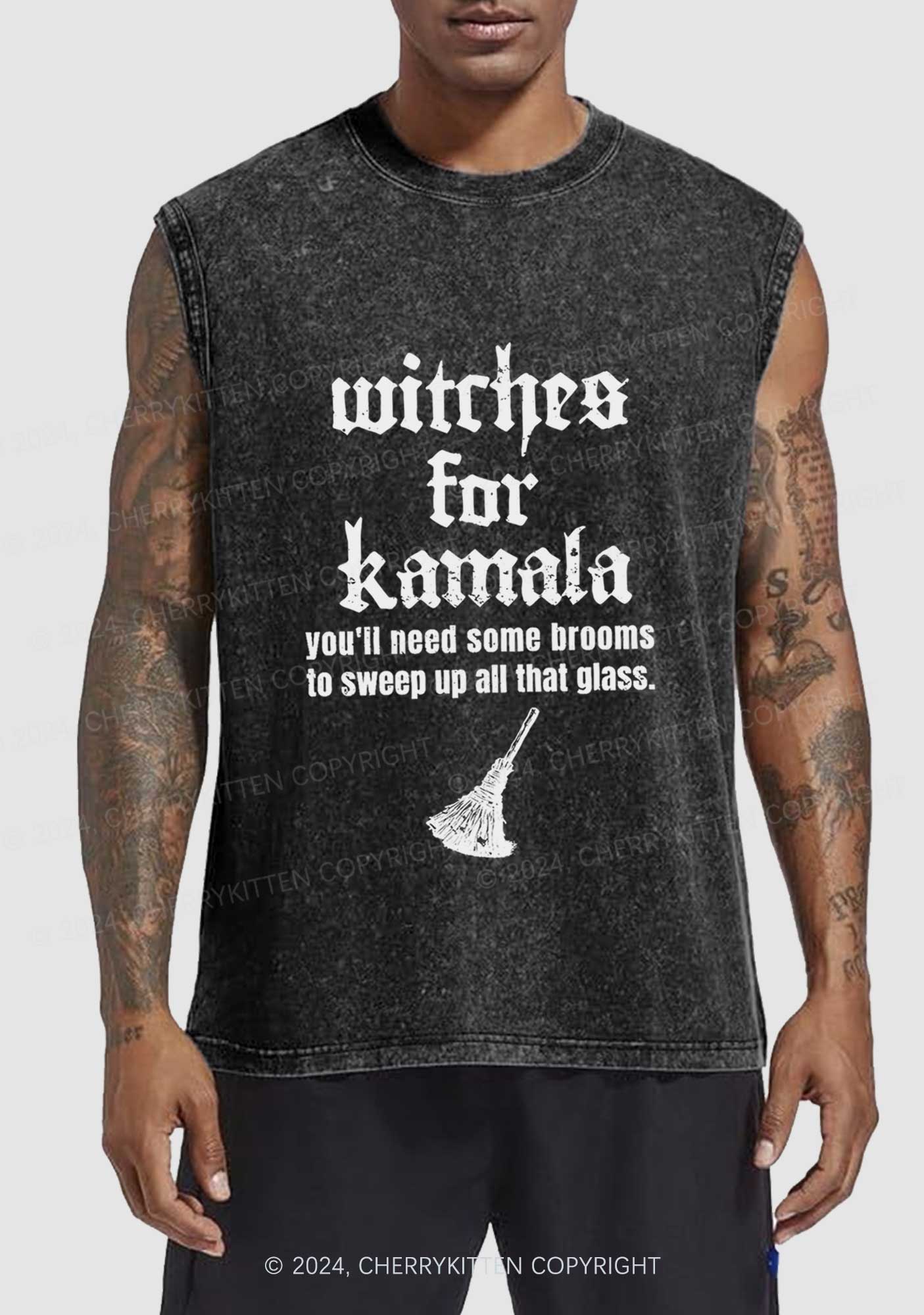 Halloween Witches for Kamala Y2K Washed Tank Cherrykitten