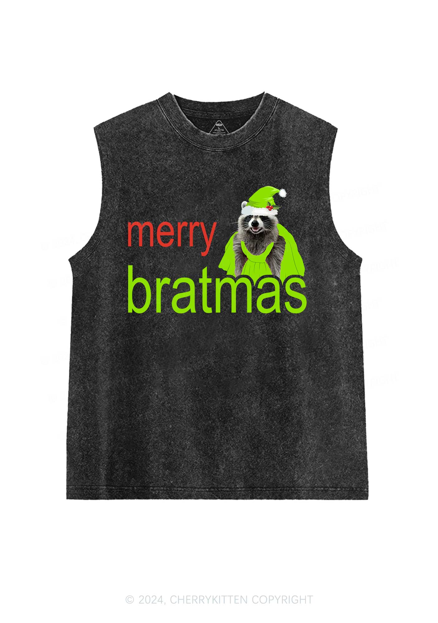 Christmas Merry Bratmas Y2K Washed Tank Cherrykitten