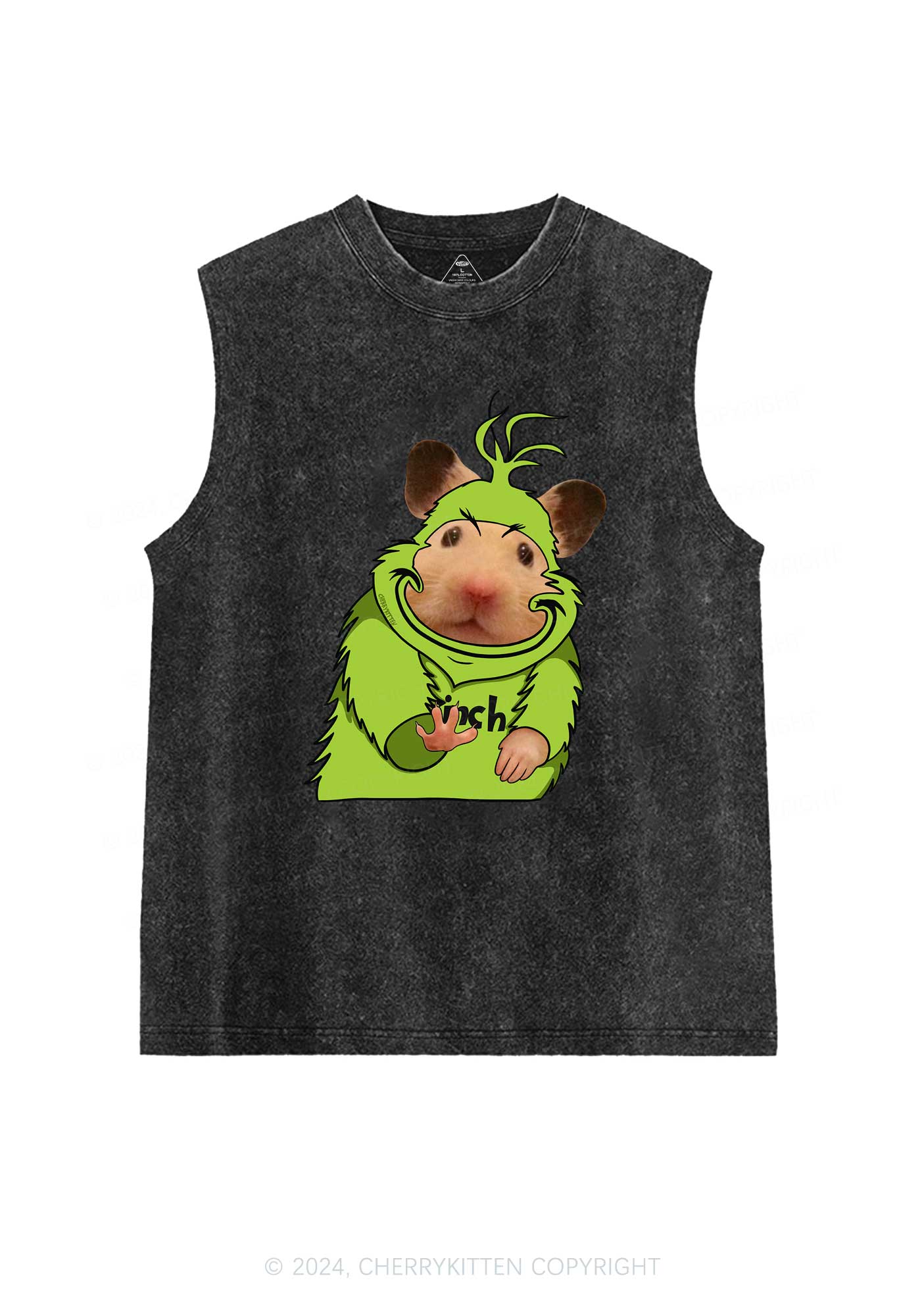 Christmas Green Ratz Y2K Washed Tank Cherrykitten