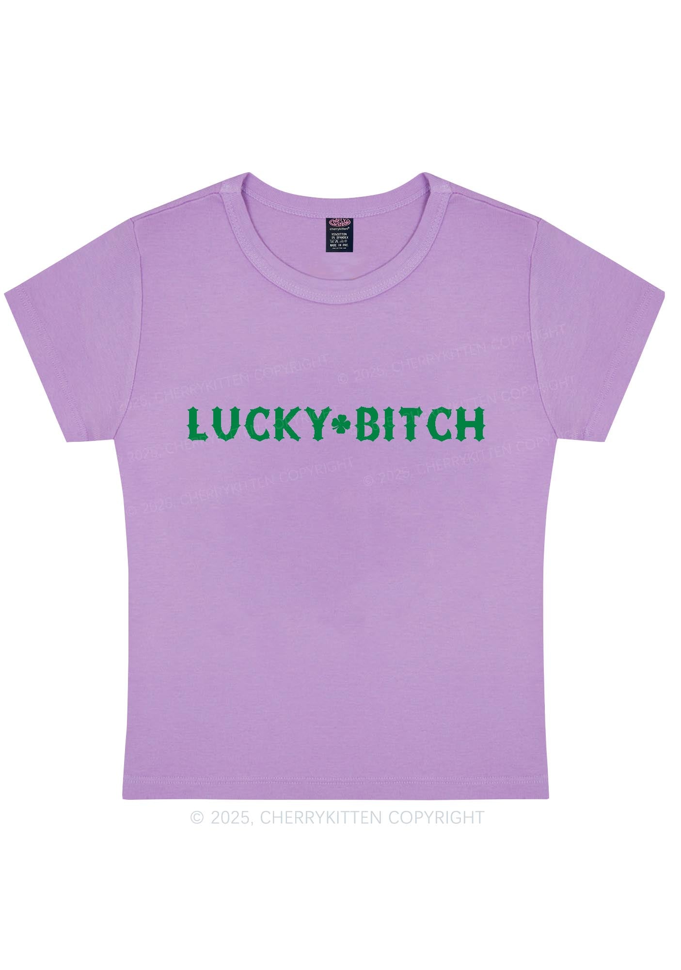 Lucky Bxxch St Patricks Y2K Baby Tee Cherrykitten