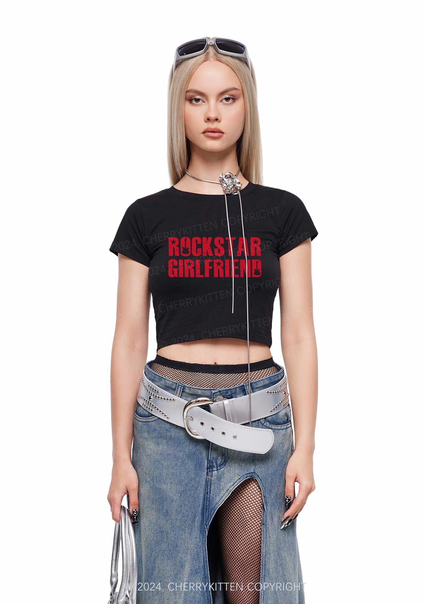 Rockstar Girlfriend Y2K Baby Tee Cherrykitten