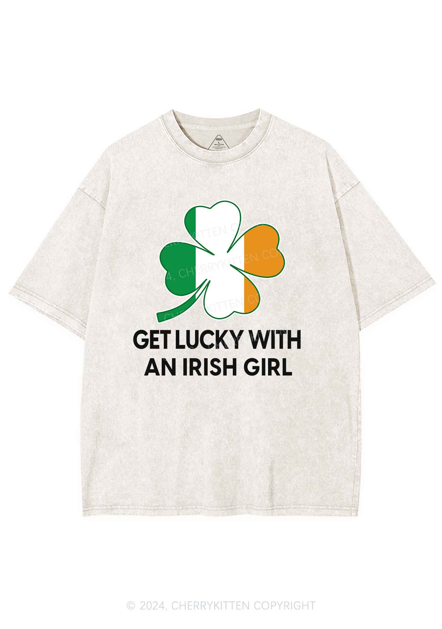 Get Lucky Irish Girl St Patricks Y2K Washed Tee Cherrykitten