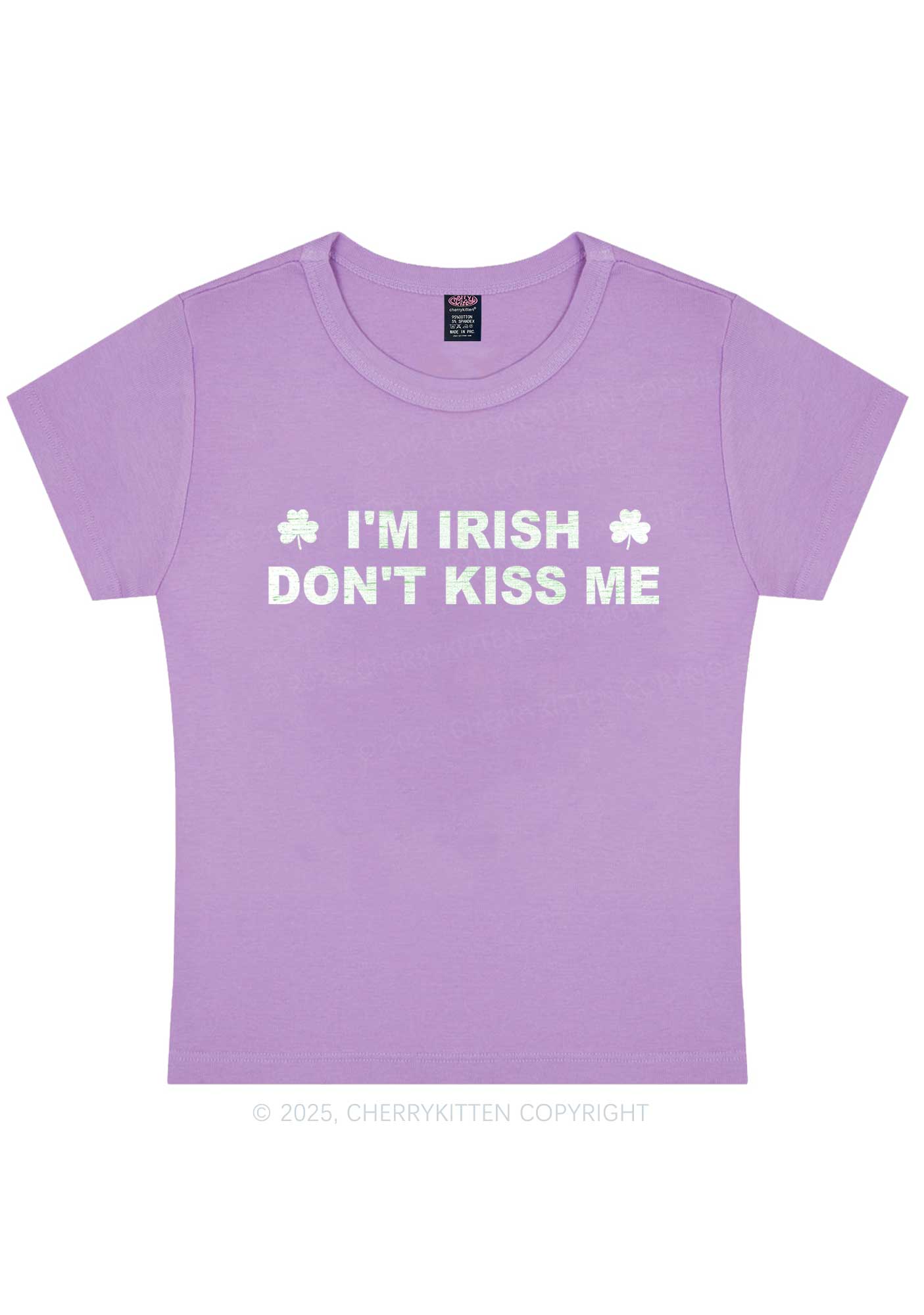 Dont Kiss Irish St Patricks Y2K Baby Tee Cherrykitten