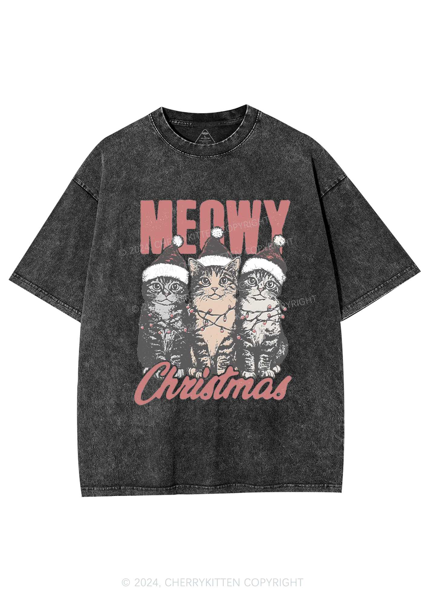 Christmas Meowy Y2K Washed Tee Cherrykitten