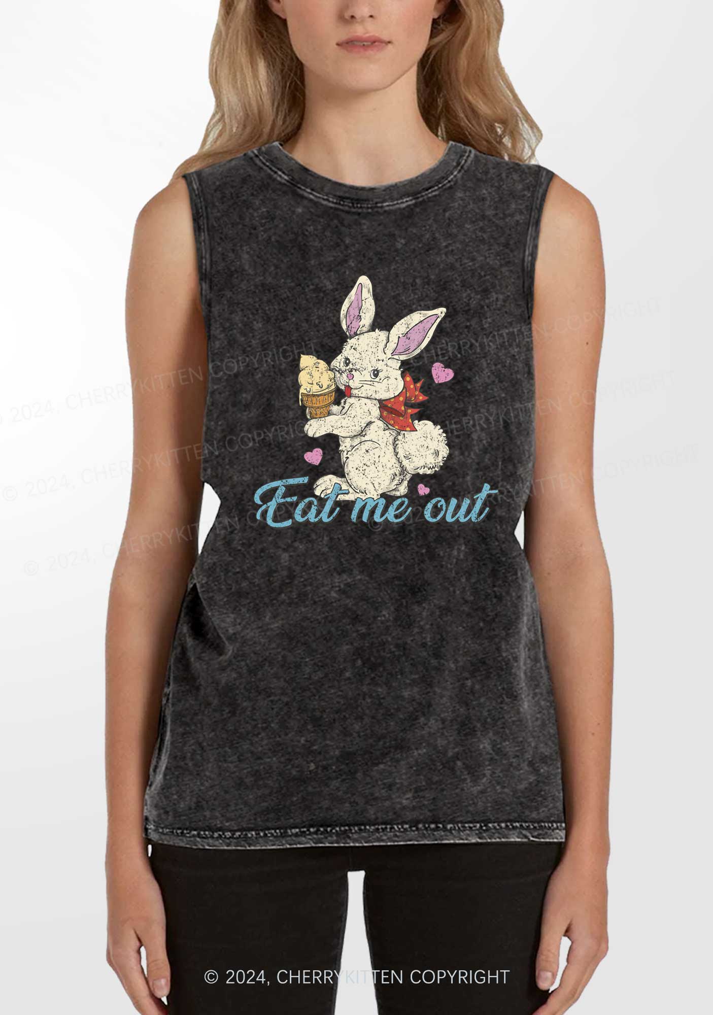 Eat Me Out Bunny Y2K Washed Tank Cherrykitten