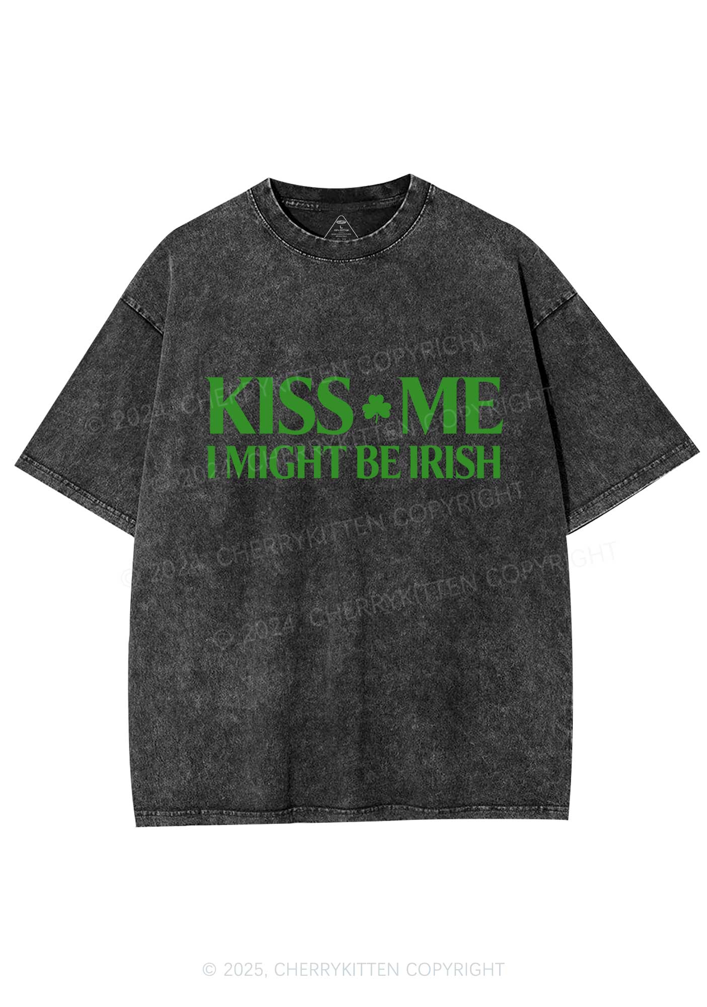 Kiss Me St Patricks Y2K Washed Tee Cherrykitten