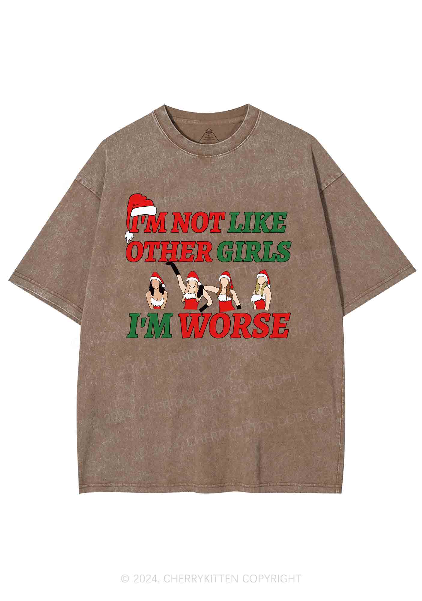 Christmas I'm Worse Y2K Washed Tee Cherrykitten