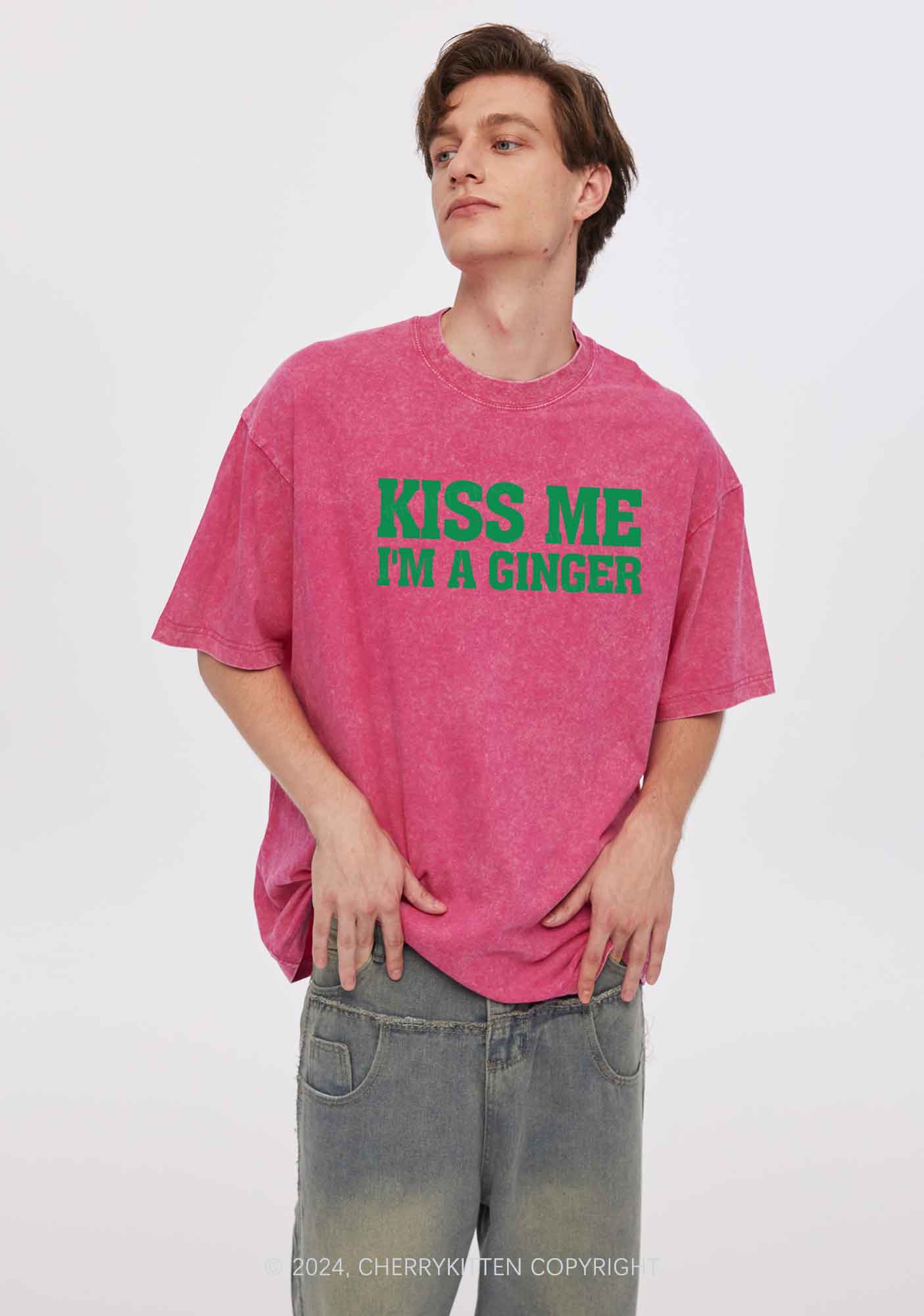 Kiss Me Im Ginger St Patricks Y2K Washed Tee Cherrykitten