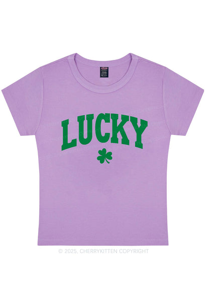 Lucky Shamrock St Patricks Y2K Baby Tee Cherrykitten