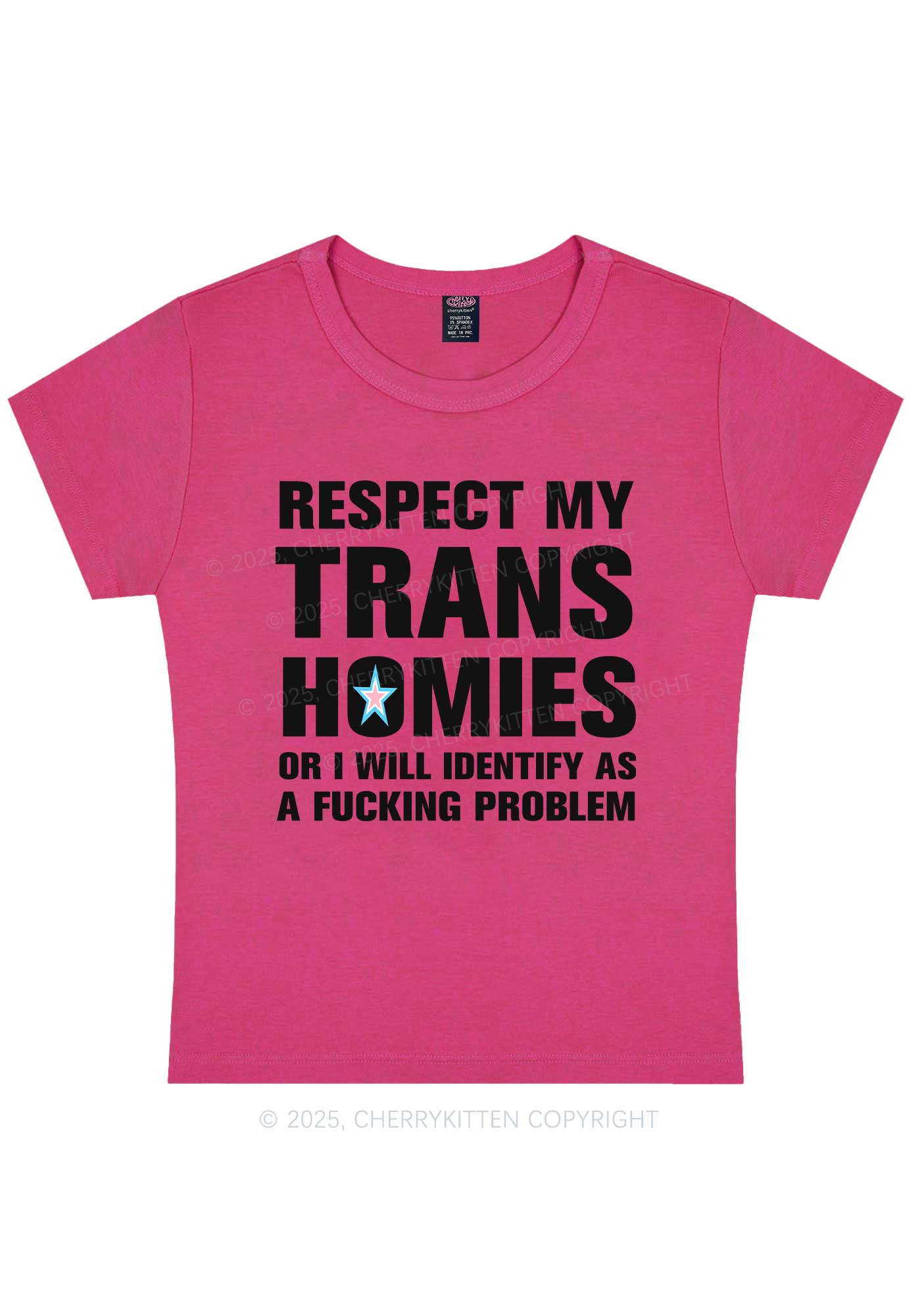 Respect My Trans Homies Y2K Baby Tee Cherrykitten