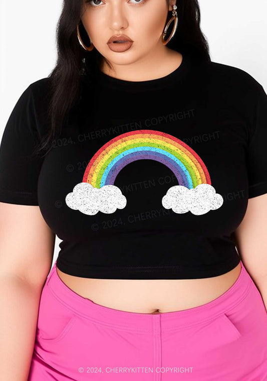 Curvy Rainbow Cloud Y2K Baby Tee Cherrykitten