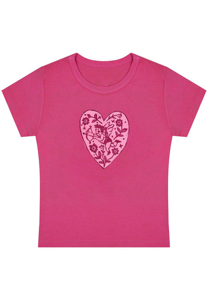 Pink Angel Heart Y2K Baby Tee