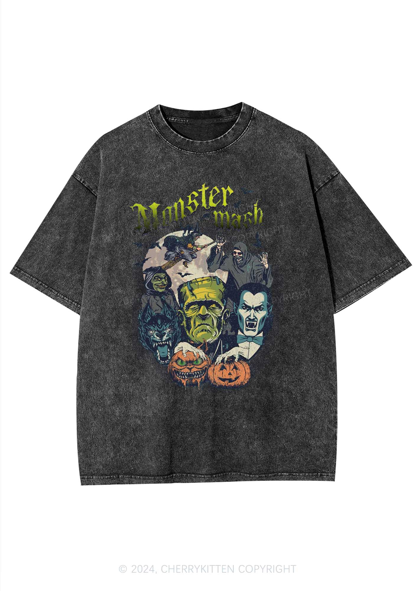 Halloween Monster Mash Y2K Washed Tee Cherrykitten