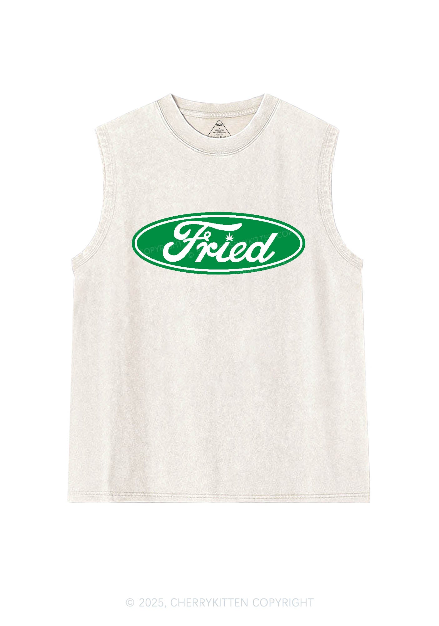 Green Fried Y2K Washed Tank Cherrykitten