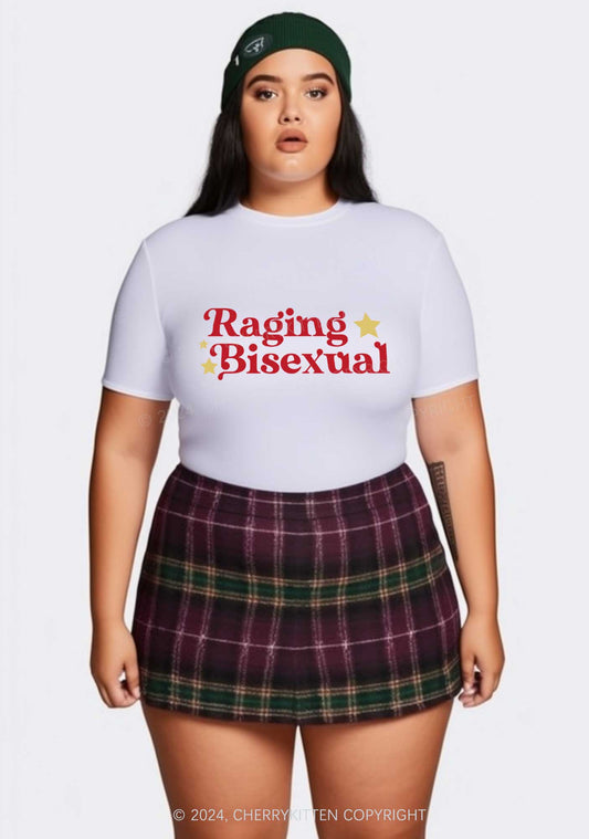 Curvy Raging Bisexual Stars Y2K Baby Tee Cherrykitten